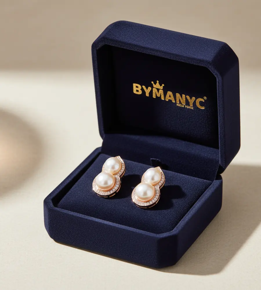 Pearl Stud Earrings Infinity Pearl SOHO BYMANYC ® New York by BYMANYC ® New York