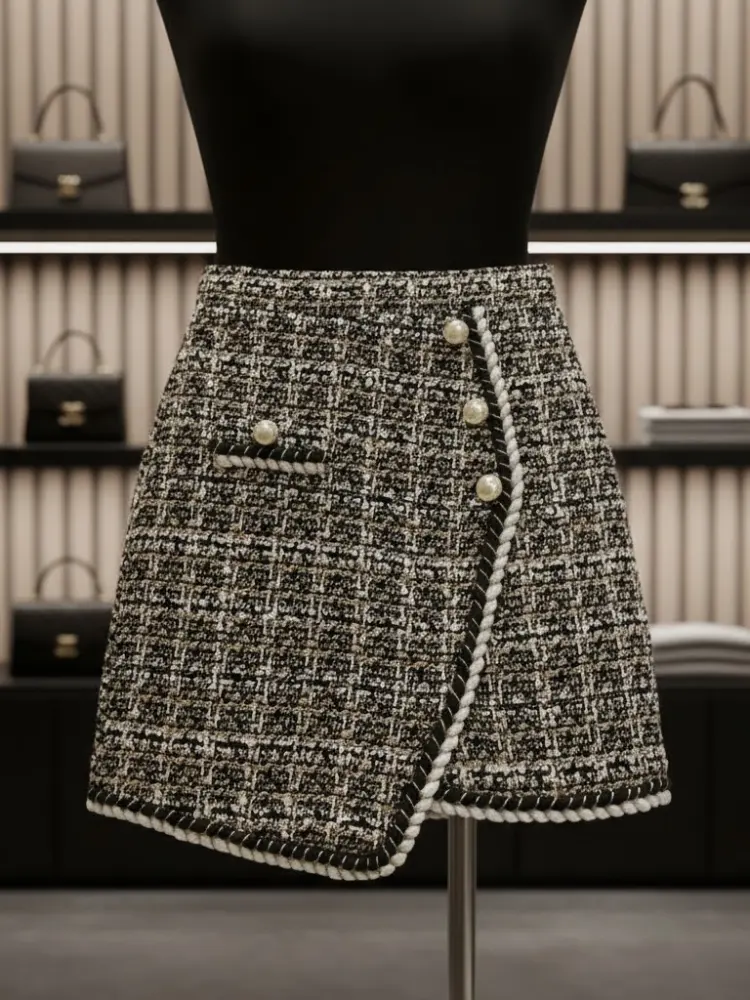 Pearl-Trimmed Tweed Mini • LUXE PEARL New Collection BYMANYC ® New York by BYMANYC ® New York