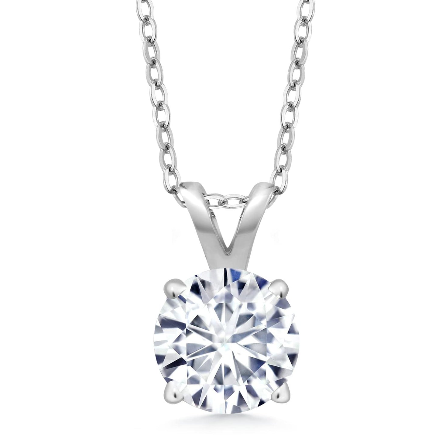 2.00 CTW Created Moissanite Solitaire Pendant Necklace – 14K Gold