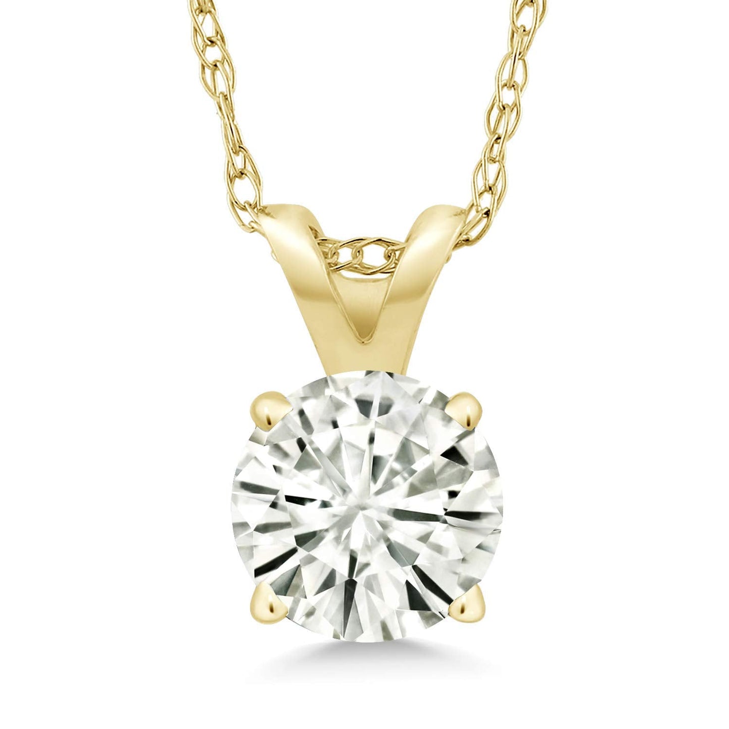 2.00 CTW Created Moissanite Solitaire Pendant Necklace – 14K Gold