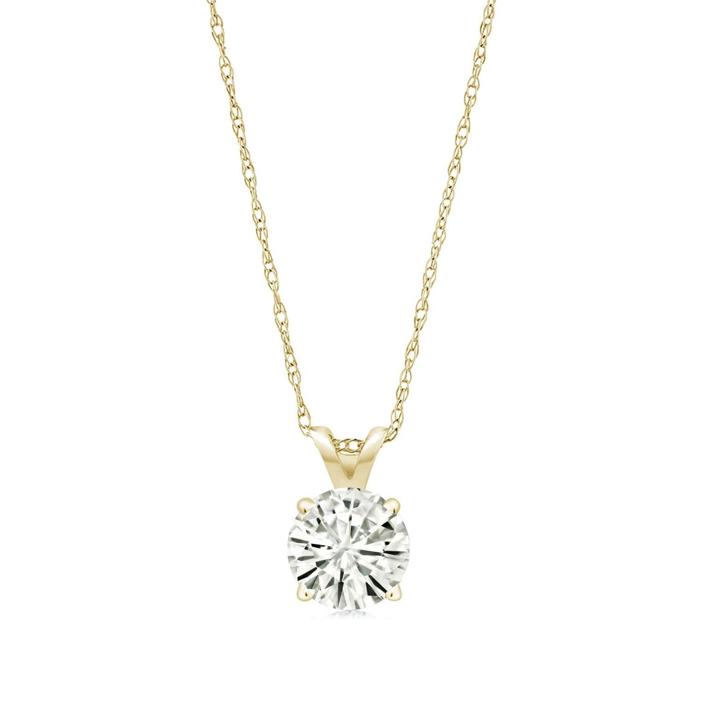 2.00 CTW Created Moissanite Solitaire Pendant Necklace – 14K Gold