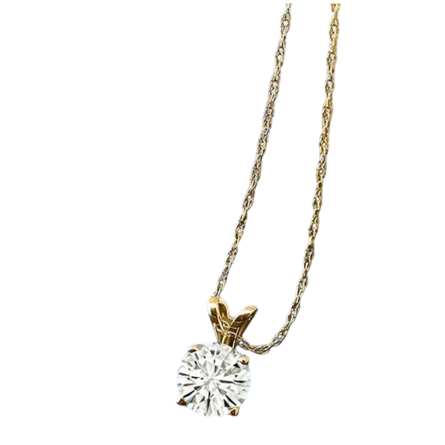 2.00 CTW Created Moissanite Solitaire Pendant Necklace – 14K Gold