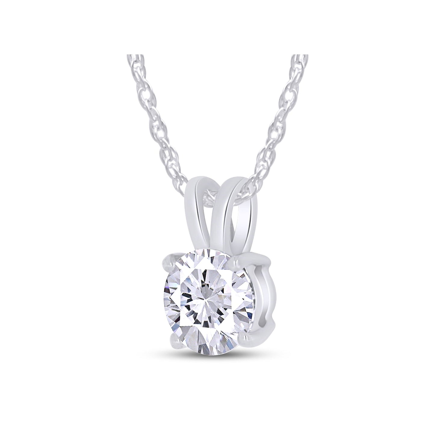 2.00 CTW Created Moissanite Solitaire Pendant Necklace – 14K Gold