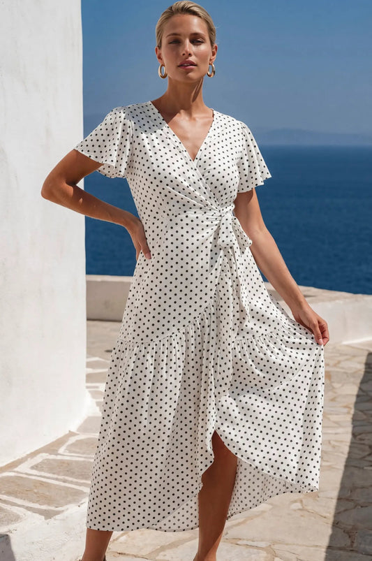 Persea Cotton Wrap Midi Dress by ELF