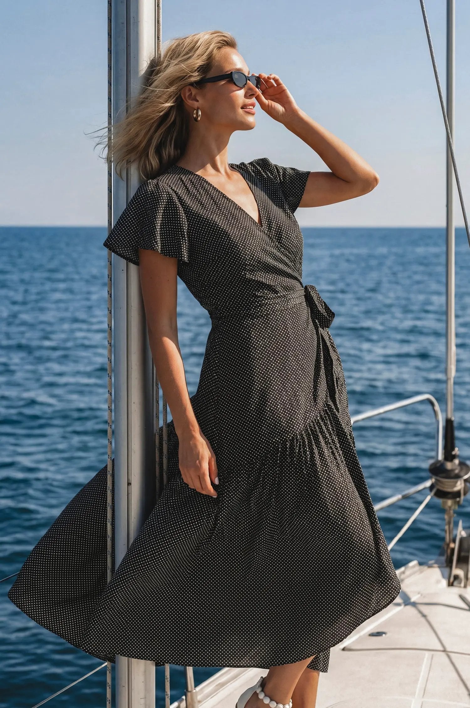 Persea Cotton Wrap Midi Dress by ELF