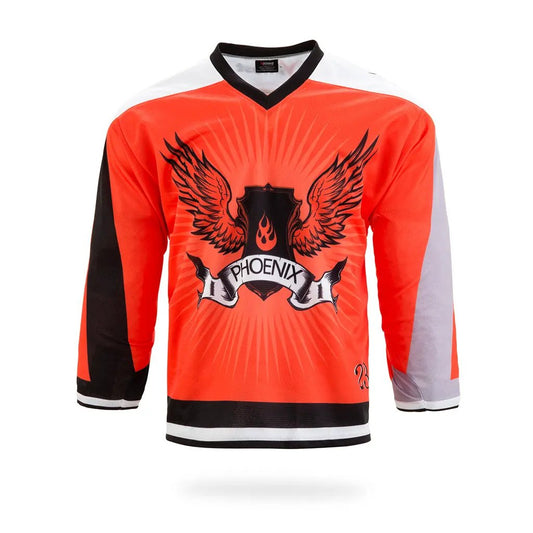 Custom Orange Phoenix Ice Hockey Jersey by Vimost Sportswear