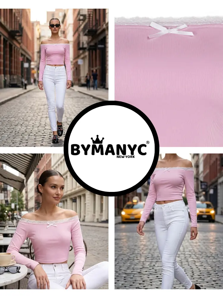 Pink GRAMERCY Off-the-Shoulder Top Prêt-à-Porter BYMANYC ® New York by BYMANYC ® New York
