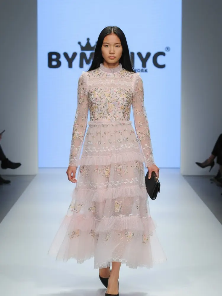 Pink Midi Party Dress BLOSSOM: Prêt-à-Porter Line BYMANYC ® New York by BYMANYC ® New York