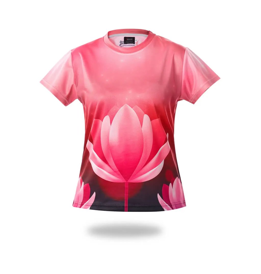 Pink Lotus Flower Sublimation T-Shirt by Vimost Sportswear