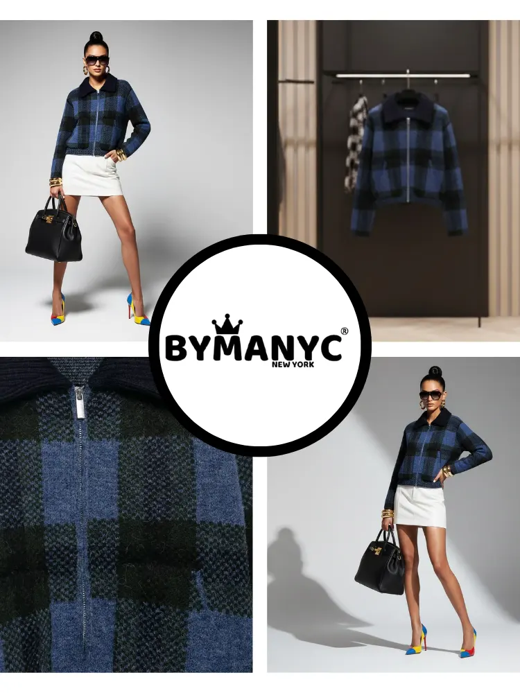 Plaid Eco-Knit Bomber • GRAMERCY New Collection BYMANYC ® New York by BYMANYC ® New York