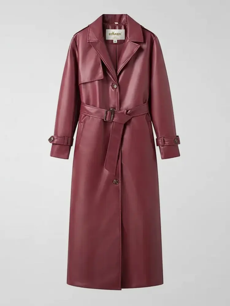 Plus-Size Long Leather-Style Windbreaker For Women, Red Hook, BYMANYC New York. by BYMANYC ® New York