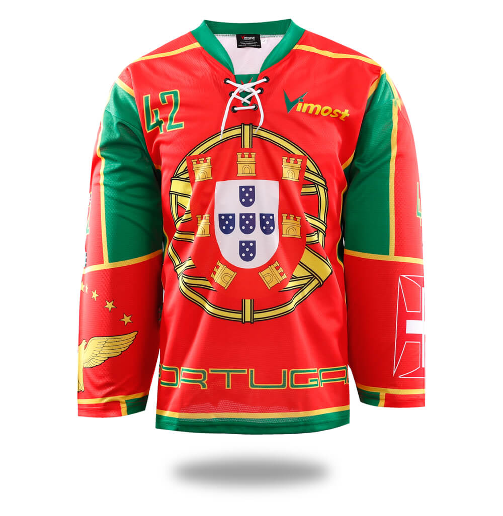 Sublimated Red Portugal Design Ice Hockey Jersey-0