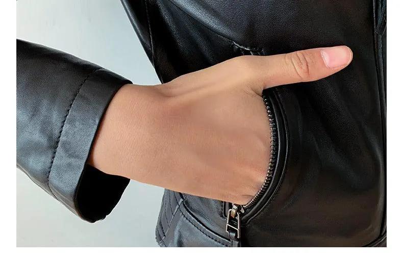 Quaz Womens Streetwear Women's Vintage Sheepskin Leather Coat by Inland Leather Co.