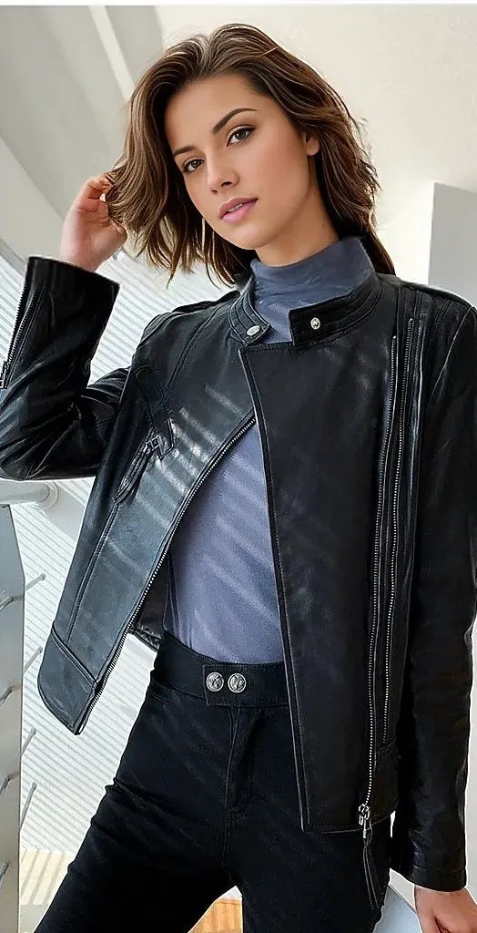Quaz Womens Streetwear Women's Vintage Sheepskin Leather Coat by Inland Leather Co.