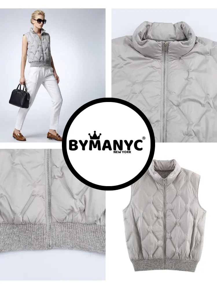 Quilted Diamond-Texture Vest with Ribbed Hem • BYMANYC ® New York by BYMANYC ® New York