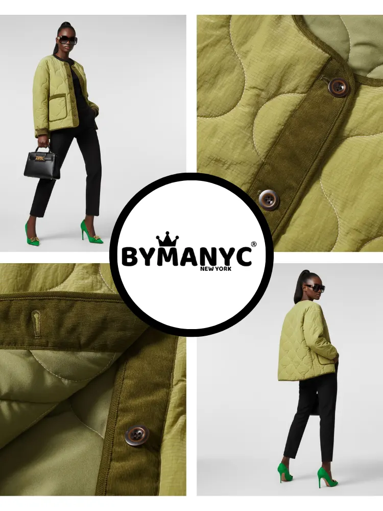 Quilted Jacket New Collection BYMANYC ® New York • Olive Green Utility by BYMANYC ® New York