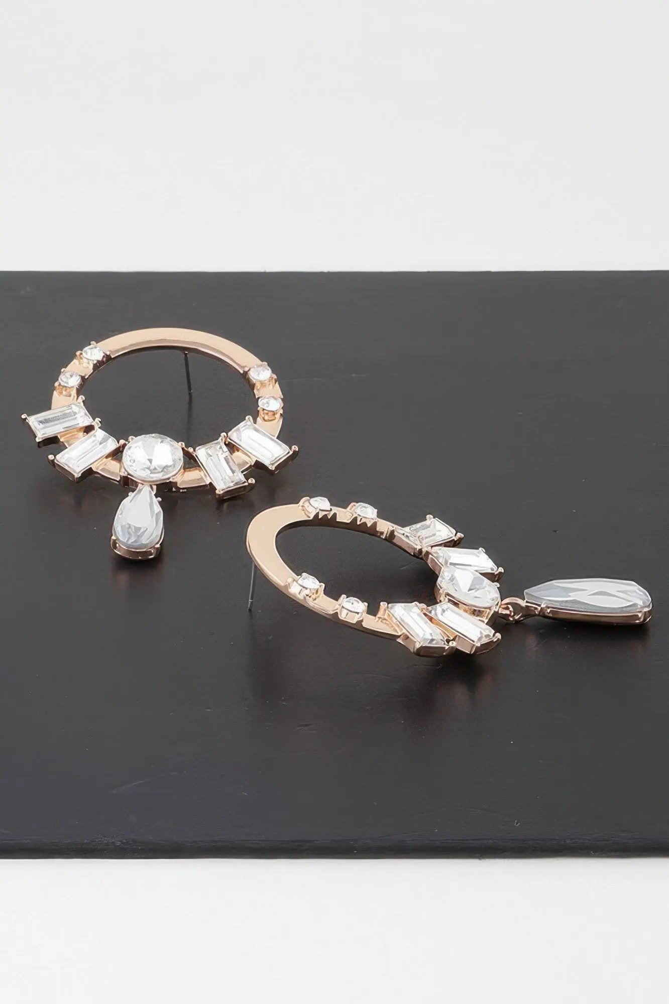 ROCKEFELLER Crystal Jewel Rim Drop Earrings: NYFW BYMANYC ® New York by BYMANYC ® New York