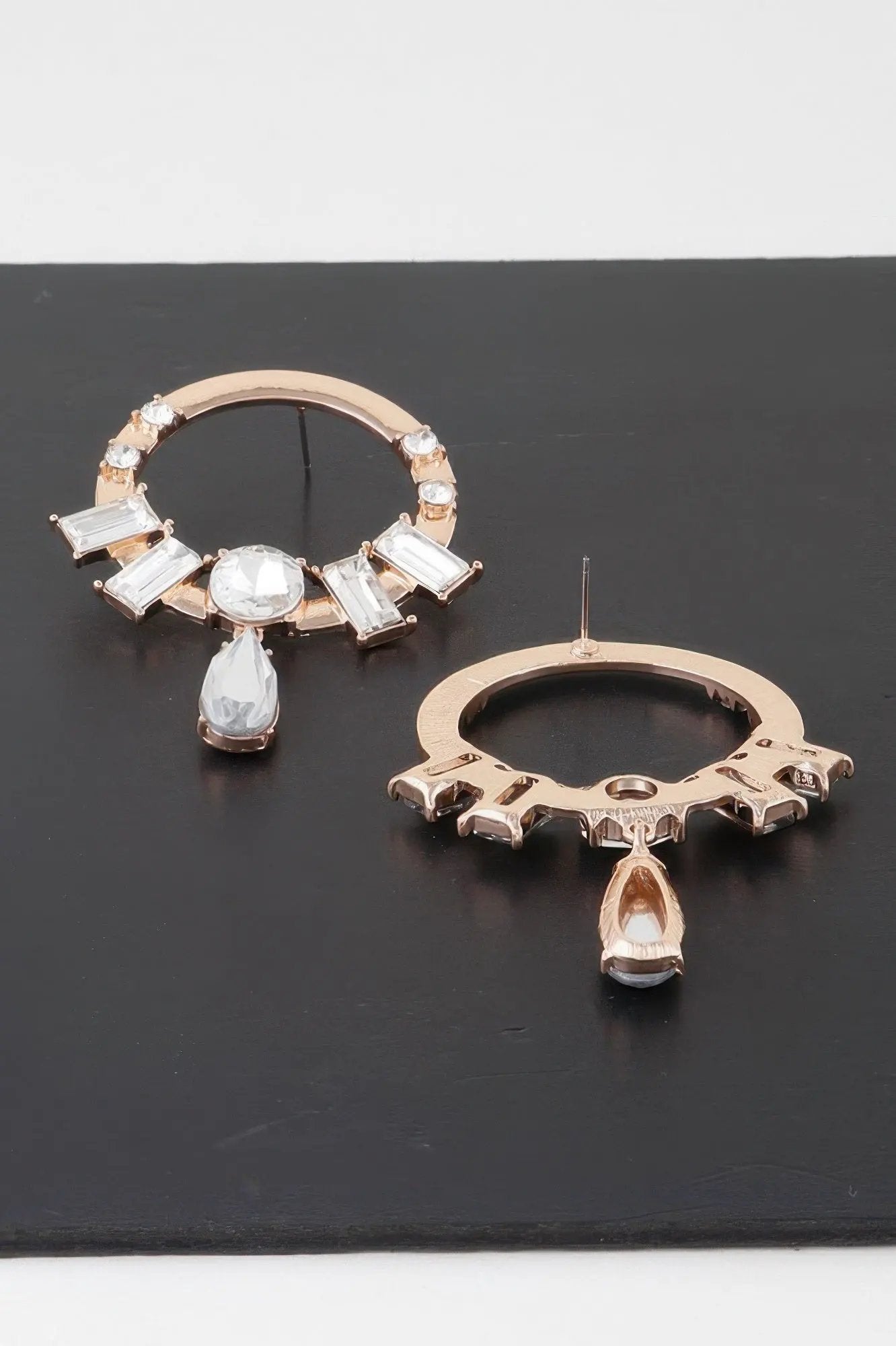 ROCKEFELLER Crystal Jewel Rim Drop Earrings: NYFW BYMANYC ® New York by BYMANYC ® New York