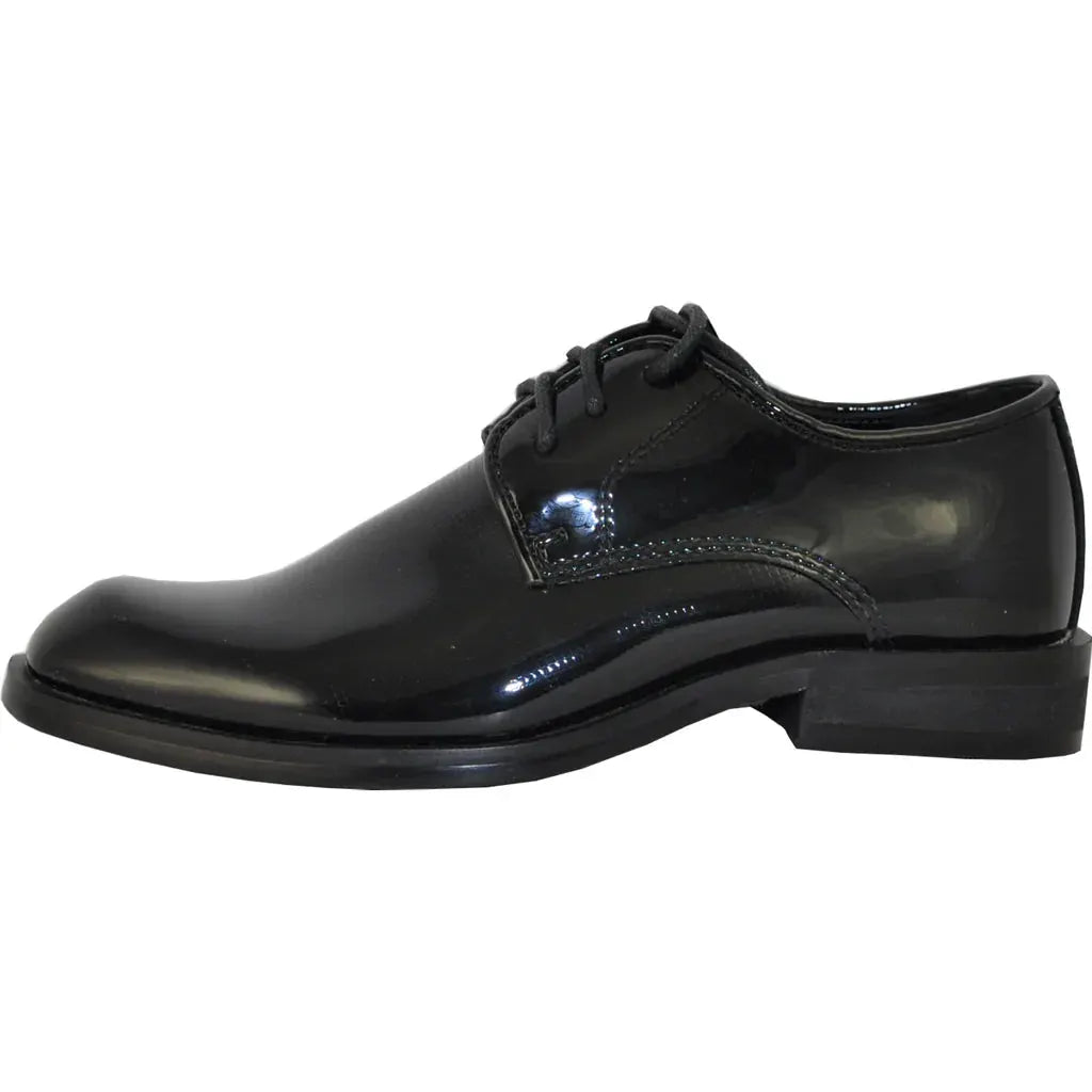 VANGELO Boy ROCKEFELLERKID Dress Shoe Formal Tuxedo for Prom & Wedding Black Patent by Tux-USA