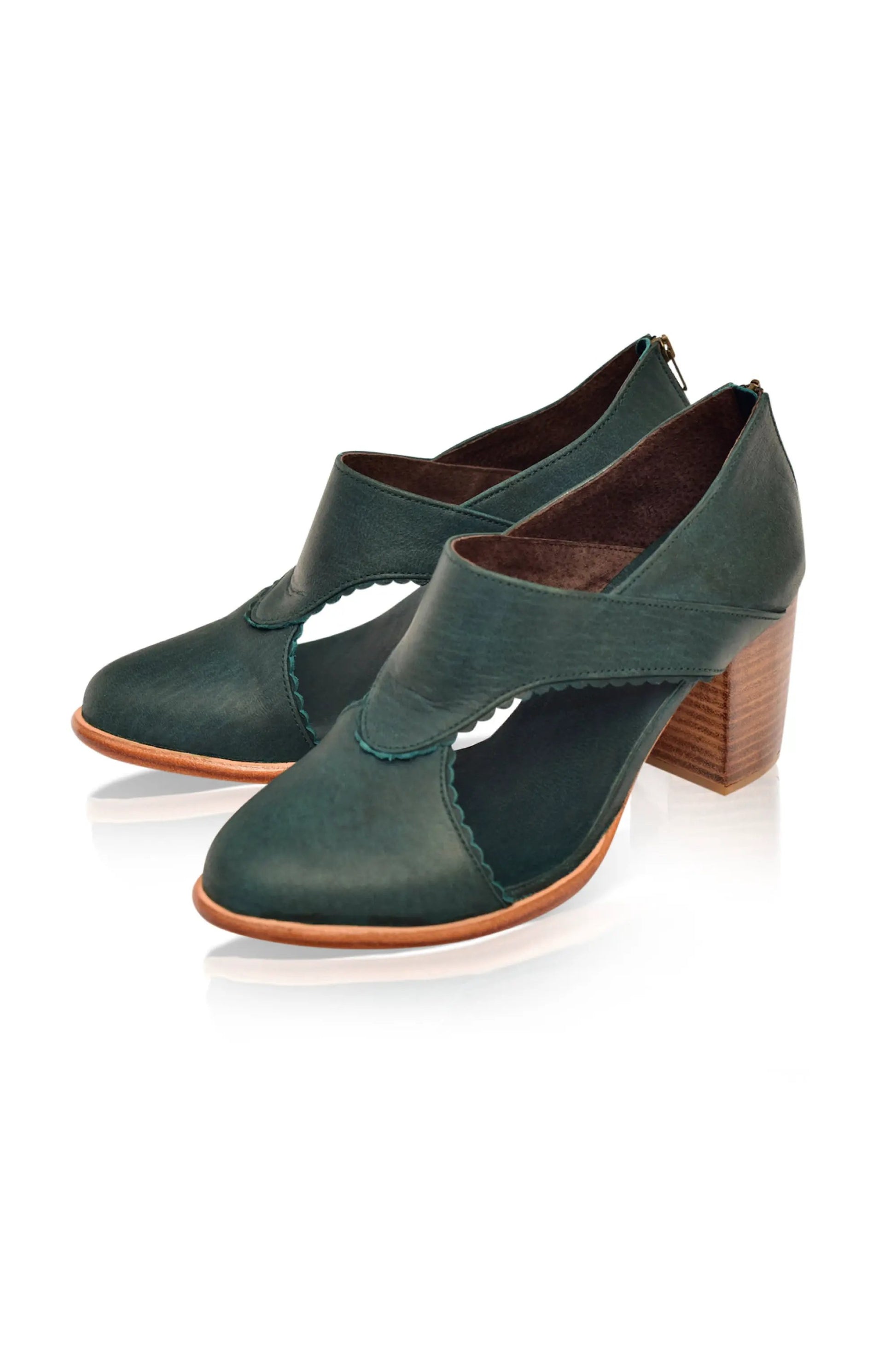 Rain Kiss Leather Heel Booties (Sz. 6 & 11) by ELF