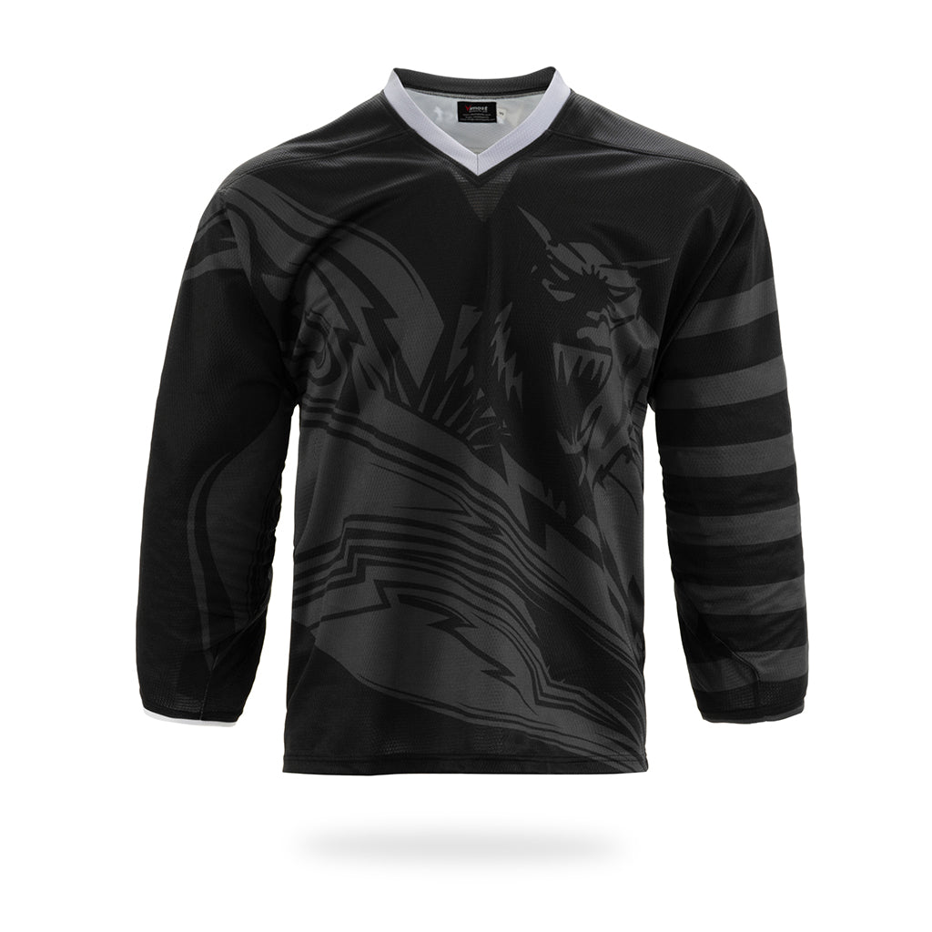 Custom Black Rampage Graphic Ice Hockey Jersey-0