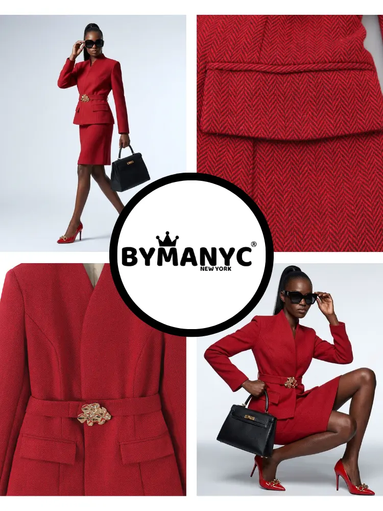 Red BROADWAY Suit Jacket & Skirt Prêt-à-Porter BYMANYC ® New York by BYMANYC ® New York