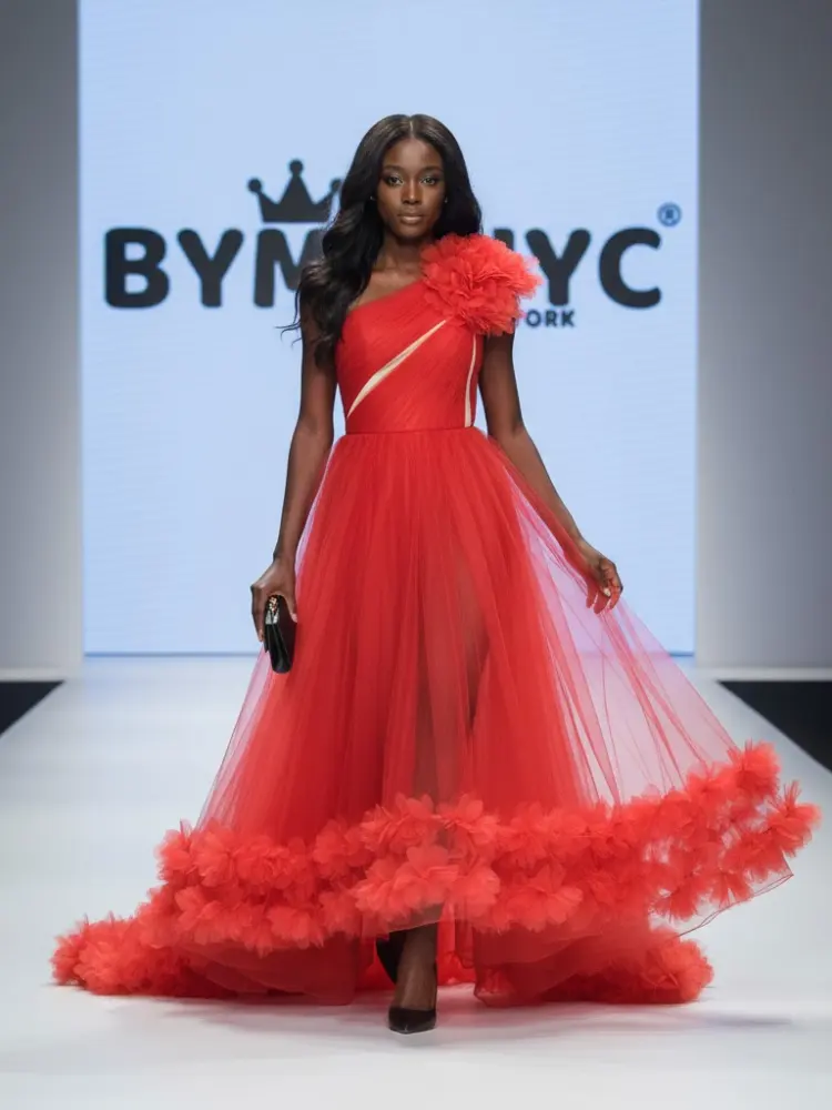 Red Long Gala Dress BOROUGH PARK: Prêt-à-Porter Line BYMANYC ® New York by BYMANYC ® New York