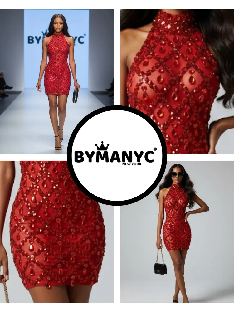 Red Mini Party Dress Times Square: Prêt-à-Porter Line BYMANYC ® New York by BYMANYC ® New York