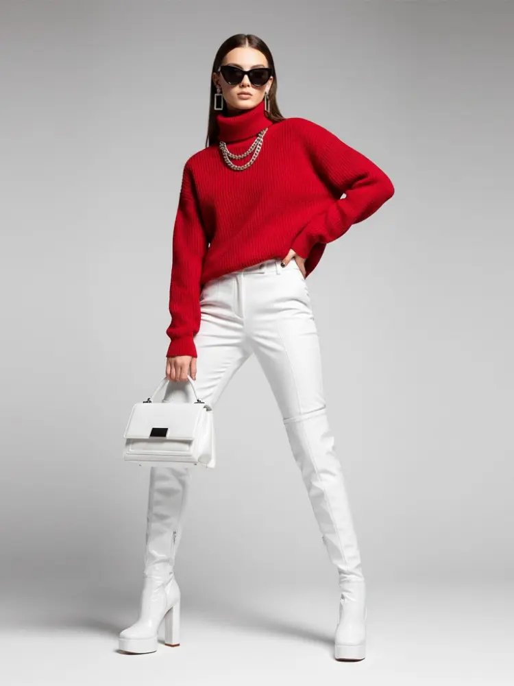 Red Turtleneck Oversize Sweater CHINATOWN: New Colección COUTURE in NOLITA - BYMANYC ® New York by BYMANYC ® New York