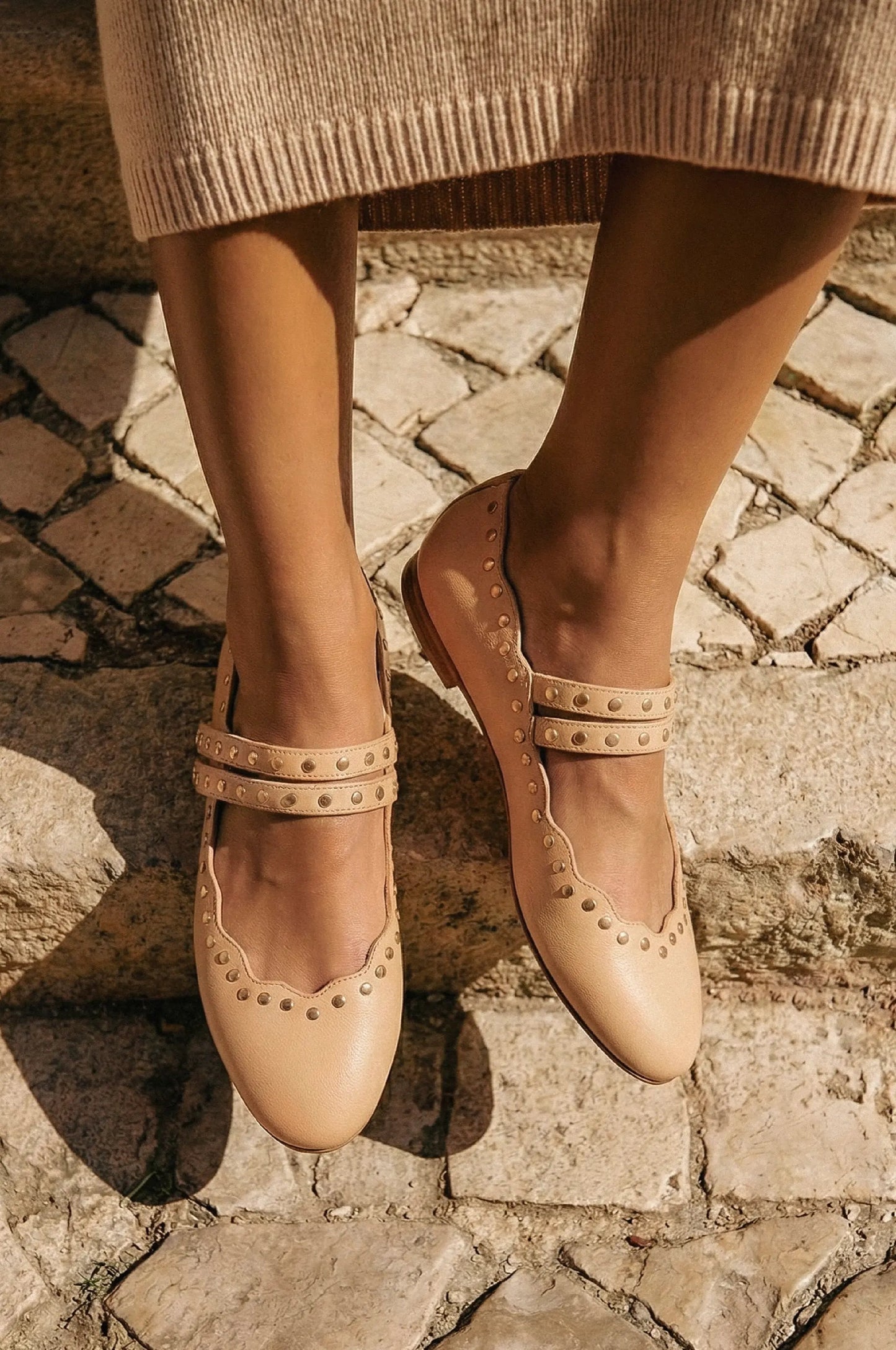 Remy Dual Strap Leather Ballet Flats by ELF