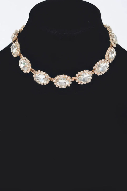 Rhinestone Oval Shape Necklace | Elegant BYMANYC ® New York Style by BYMANYC ® New York