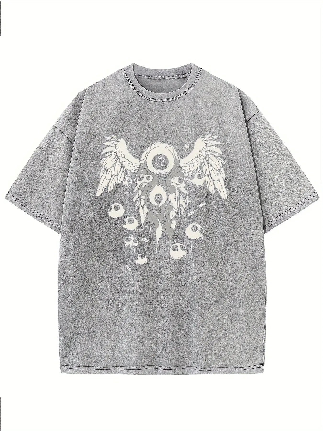 Retro Washed Pattern High-quality Cotton Men's T-shirt - Loose Fit Short Sleeved Round Neck Top by Vimost Shop