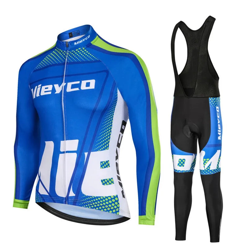 Men Long Sleeve Cycling Jersey Set MTB Road Bike Breathable Outdoor Cycling Suit-8