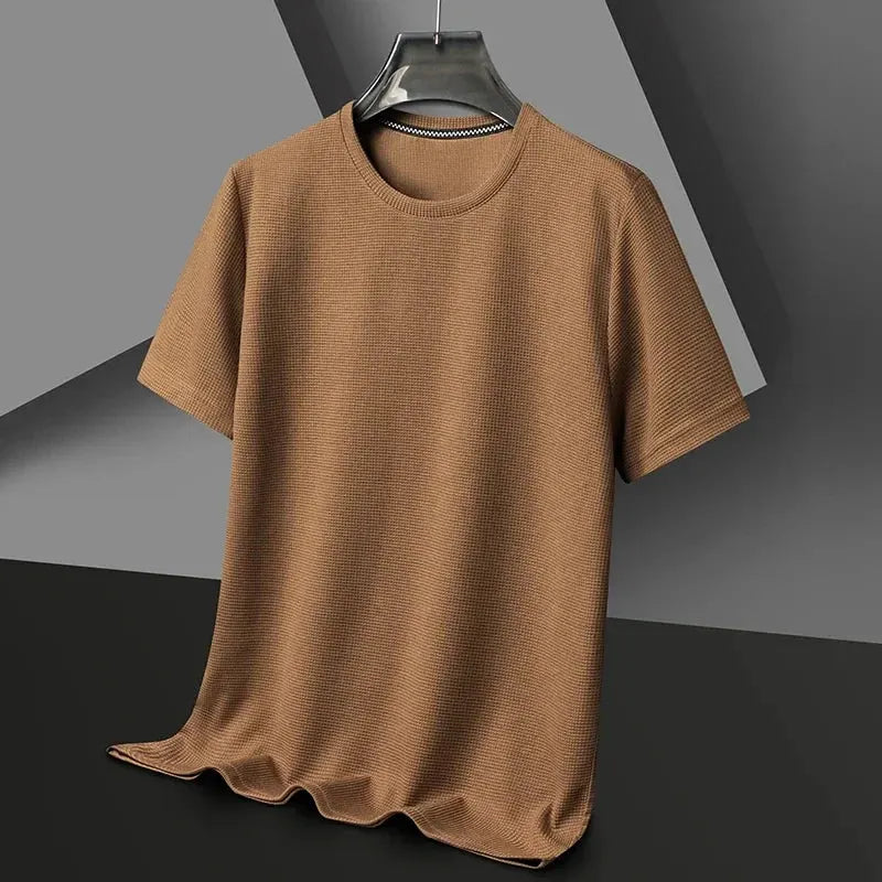 Men’s Waffle-Texture Crew-Neck T-Shirt by Vimost Shop
