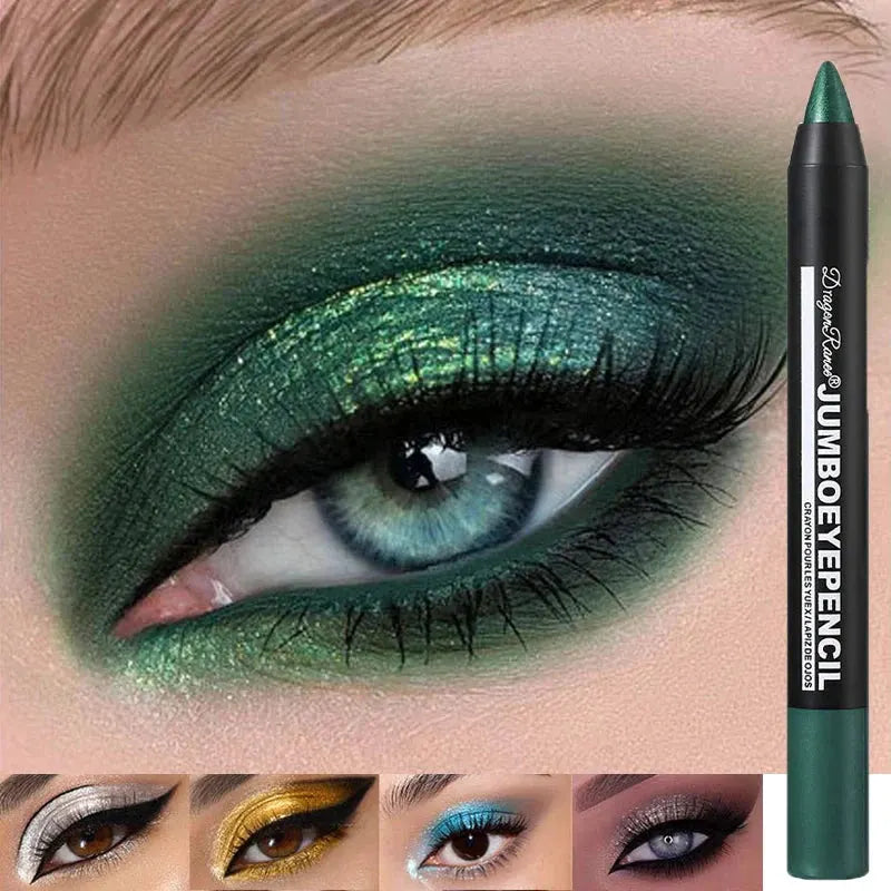 Smoky Dark Green Eyeshadow Pencil Stick Waterproof Pearlescent 12 Colors Metallic Glitter Eye Shadow Highlighter Pen Makeup Tool by HMEINA Store