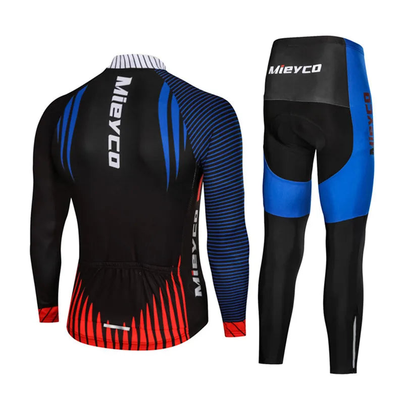 Men Long Sleeve Cycling Jersey Set MTB Road Bike Breathable Outdoor Cycling Suit-2