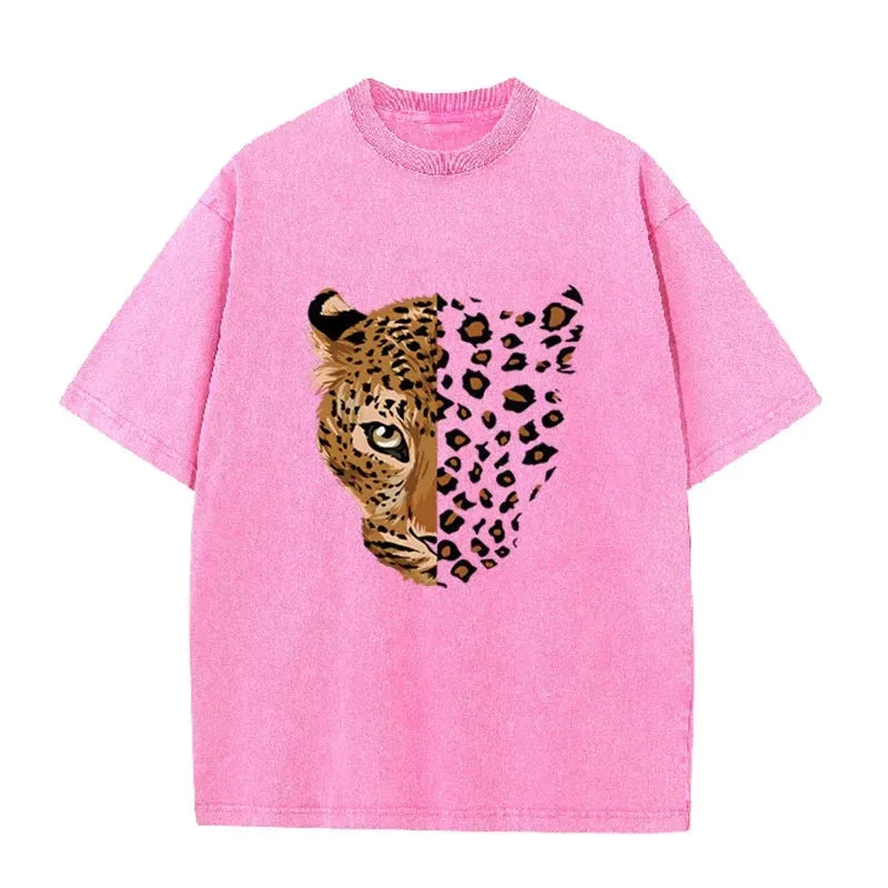 Vintage Purple Leopard Graphic T Shirt Animal Print Acid Wash Oversized Tee by Vimost Shop