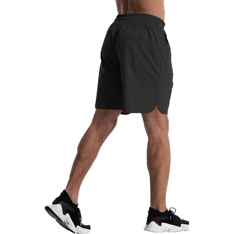 Men’s Nylon-Blend Running Shorts with Drawstring Waist and Zippered Pocket by Vimost Shop