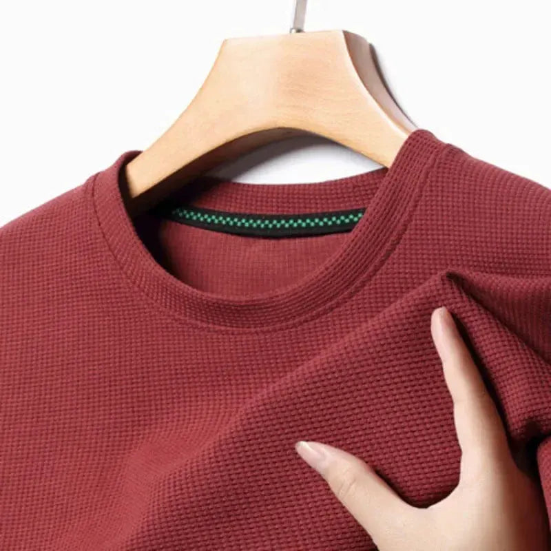 Men’s Waffle-Texture Crew-Neck T-Shirt by Vimost Shop