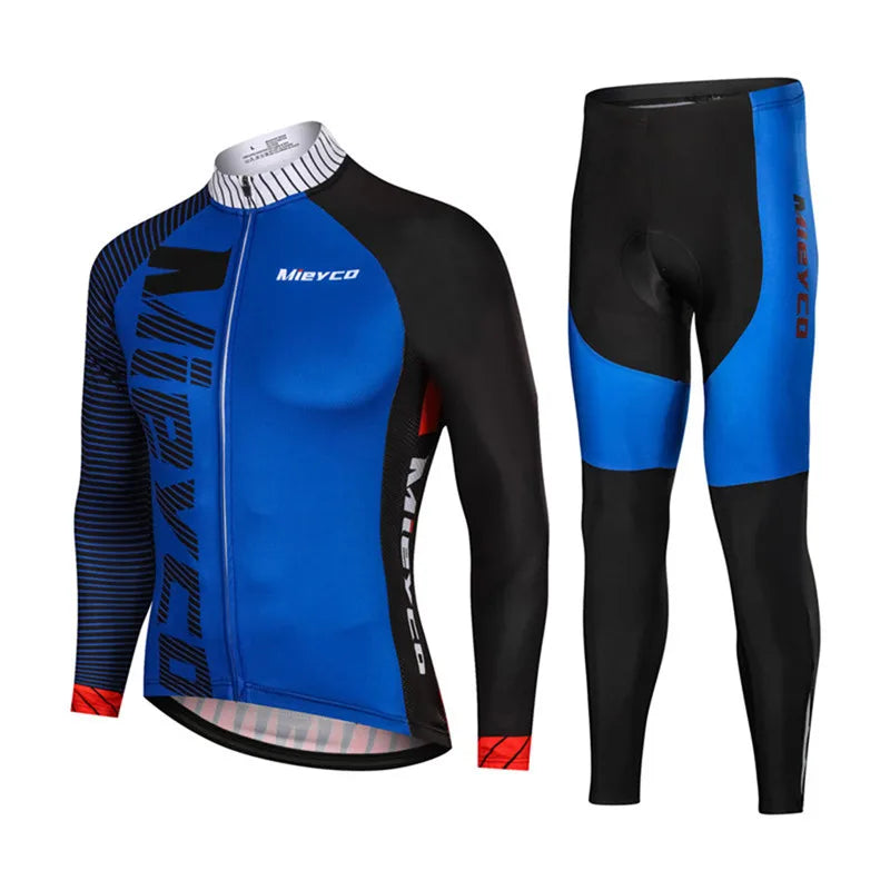 Men Long Sleeve Cycling Jersey Set MTB Road Bike Breathable Outdoor Cycling Suit-0