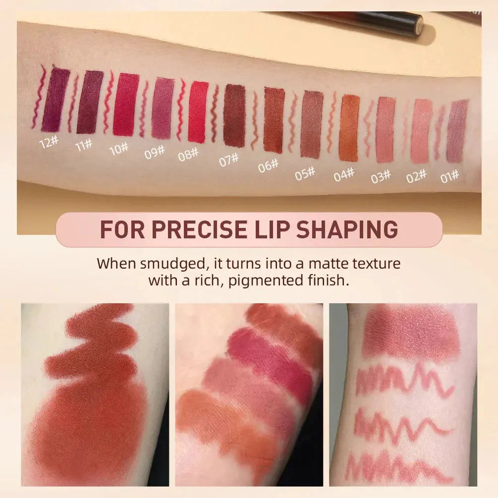 QIBEST 2pcs Lipstick Lipliner Pen Set Matte Velvet Lip Liner Pencil Contour Makeup Sexy Red Lip Stick Long Lasting Cosmetics by QiBest Official Store