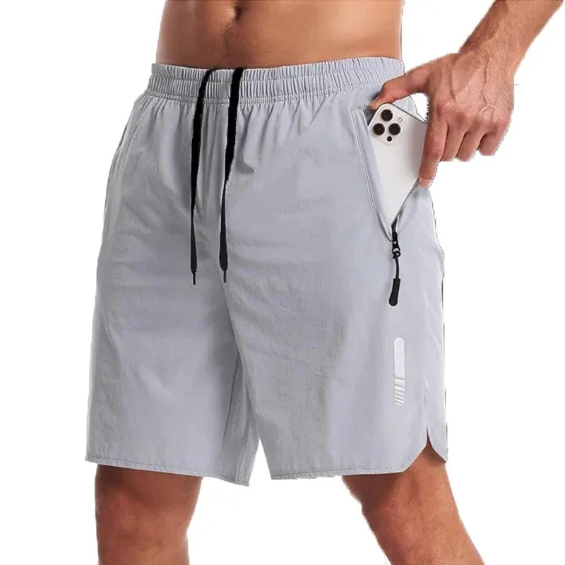 Men’s Nylon-Blend Running Shorts with Drawstring Waist and Zippered Pocket by Vimost Shop