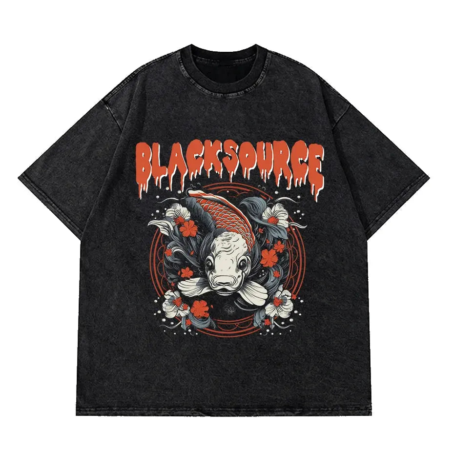 Gothic Dog Letter Print Vintage Washed Oversized T-Shirt by Vimost Shop