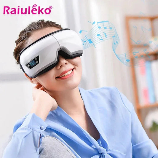 6D Smart Eye Massager Vibration Airbag Compress Eye Care Instrument Bluetooth Music Eye Massage Glasses Eye Relax Fatigue by Raiuleko Official Store