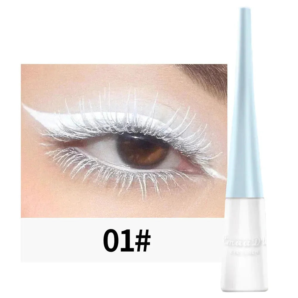 8 Color Eyeliner Liquid Pencil Waterproof Easy To Wear Make Up Matte Eye Liner Blue Pink Green White Black Purple Yellow Eyliner by HMEINA Store