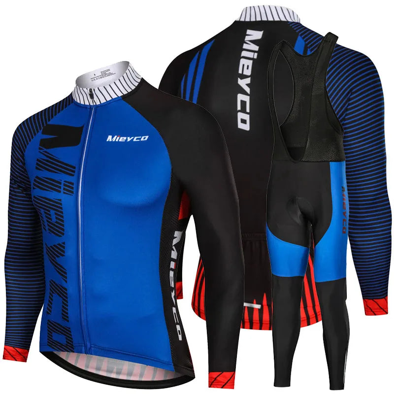 Men Long Sleeve Cycling Jersey Set MTB Road Bike Breathable Outdoor Cycling Suit-1