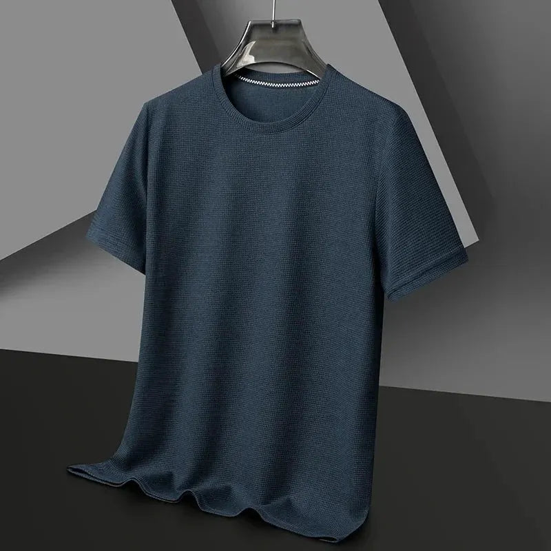 Men’s Waffle-Texture Crew-Neck T-Shirt by Vimost Shop