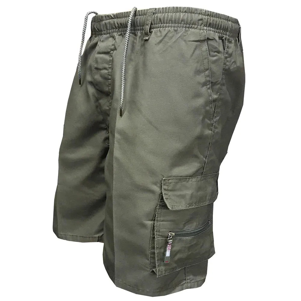 Men's Loose-Fit Cargo Shorts with Drawstring Waist and Multiple Pockets by Vimost Shop