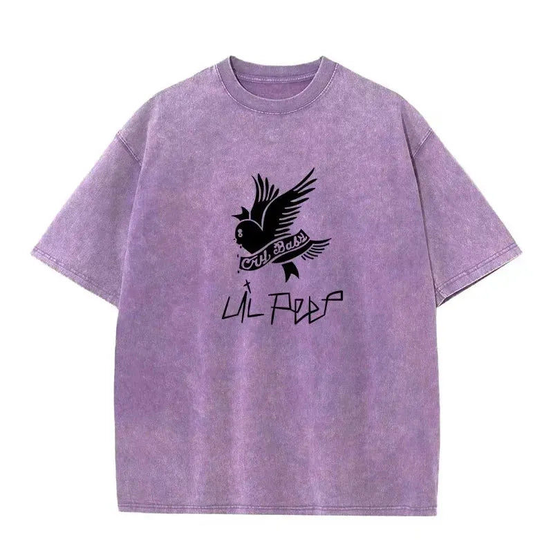 230G Cotton T-shirt Vintage Short Sleeve Lil Peep Cry Baby Y2K American Retro T Shirt Summer Hip Hop Harajuku Tees by Vimost Shop