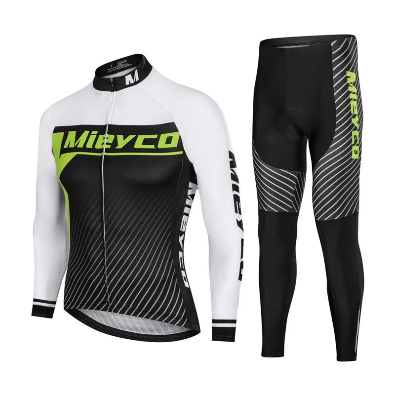 Men Long Sleeve Cycling Jersey Set MTB Road Bike Breathable Outdoor Cycling Suit-18